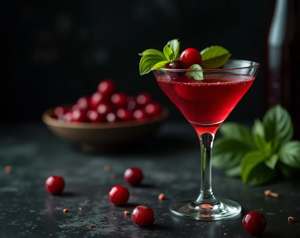 Herbal Basil Cranberry Lemon Drop Martini