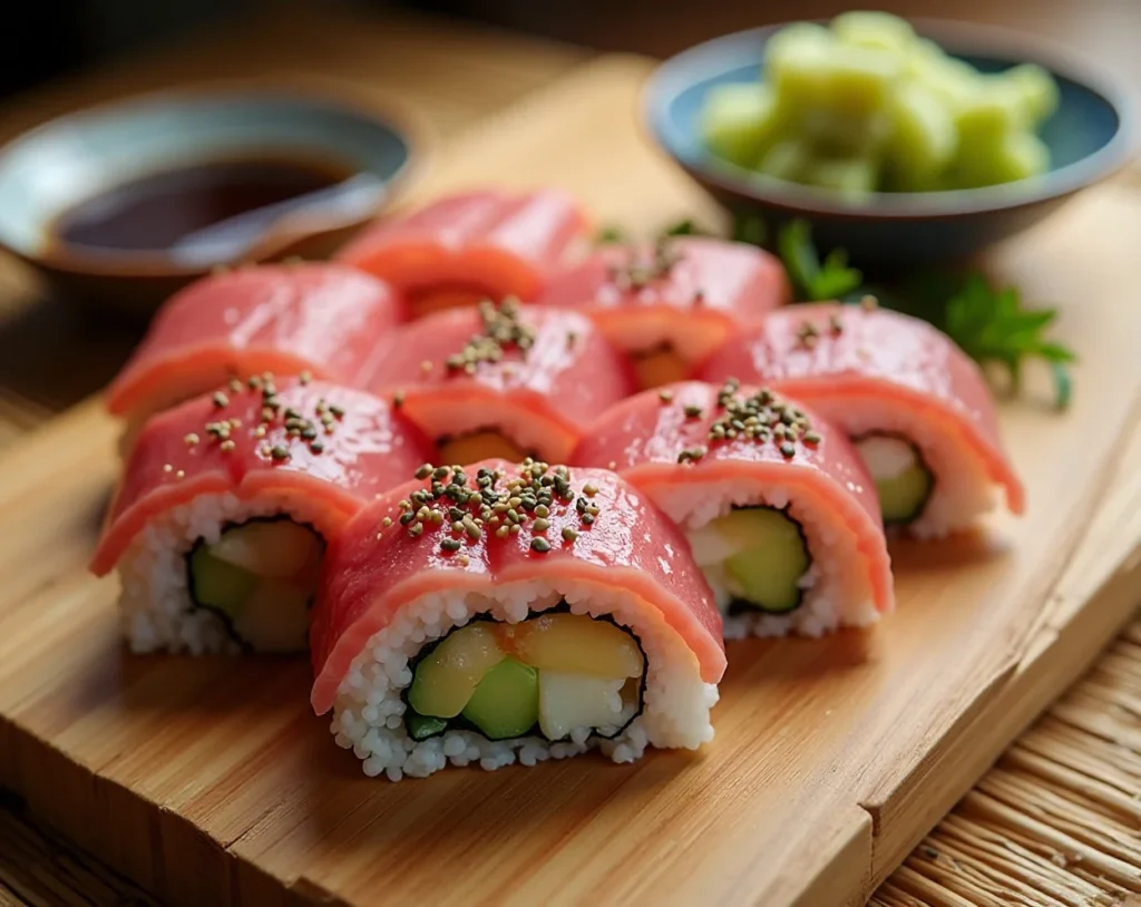 Homemade Sushi Rolls with Fresh Tuna