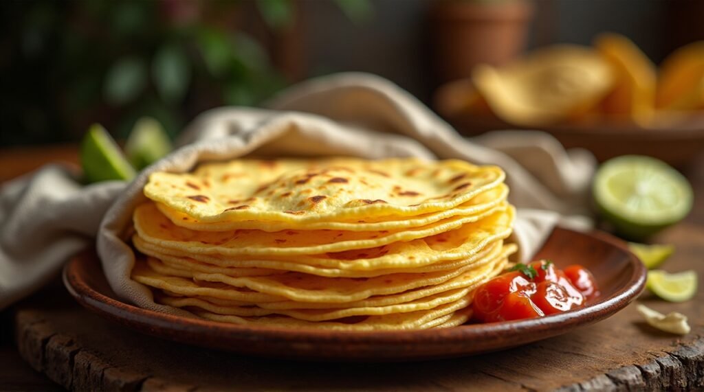 Homemade corn tortillas looks