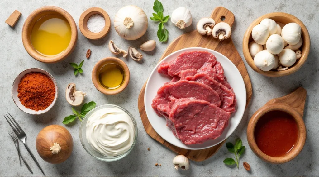 Keto Beef Stroganoff ingredients