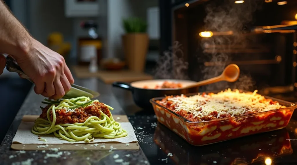 Keto Lasagna mid process