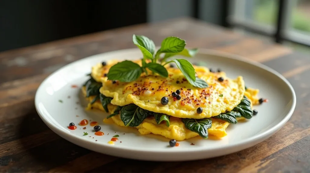 Keto Omelette with Spinach and Cheddar final look