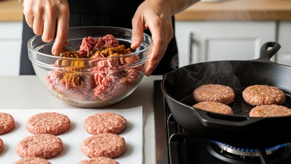 Keto Sausage Breakfast Patties making process