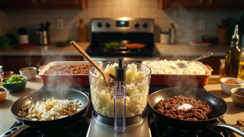 Keto Shepherd’s Pie making process