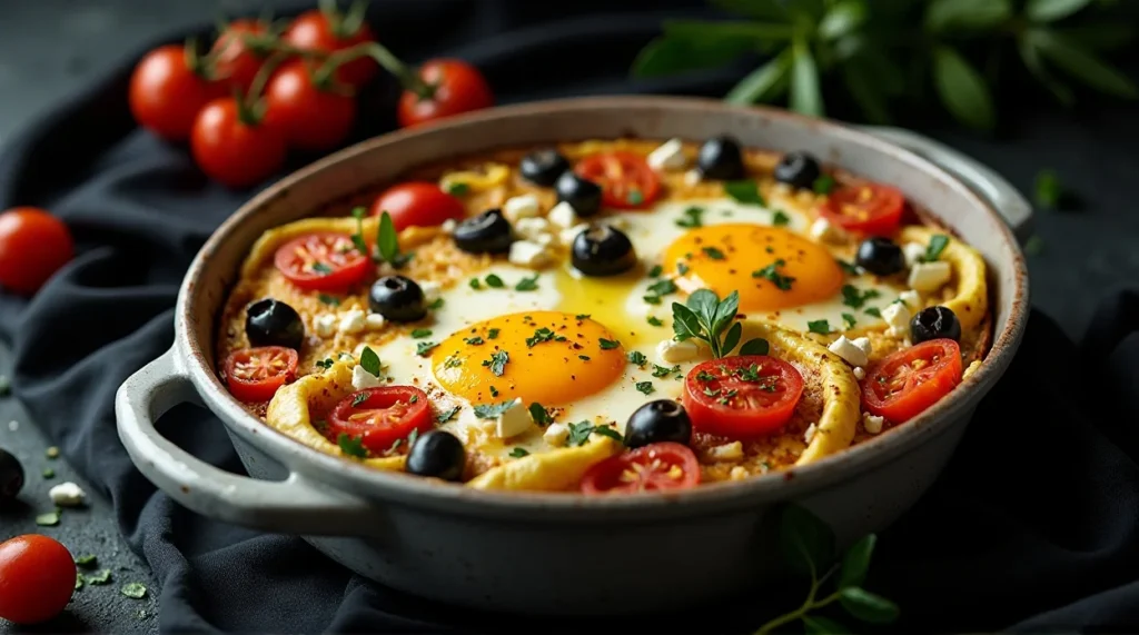 Mediterranean Tomato and Olive Egg Casserole