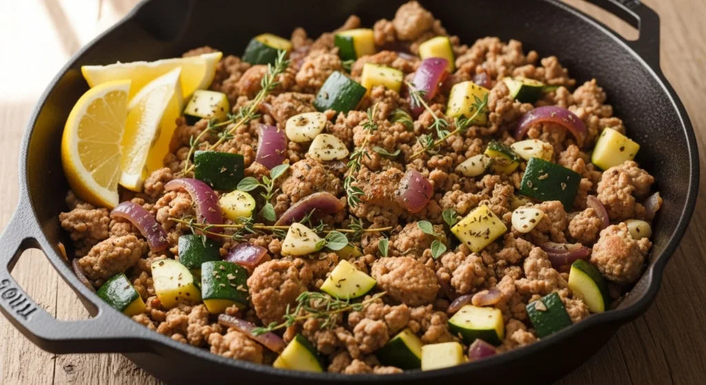 Mediterranean Turkey Skillet with Zucchini