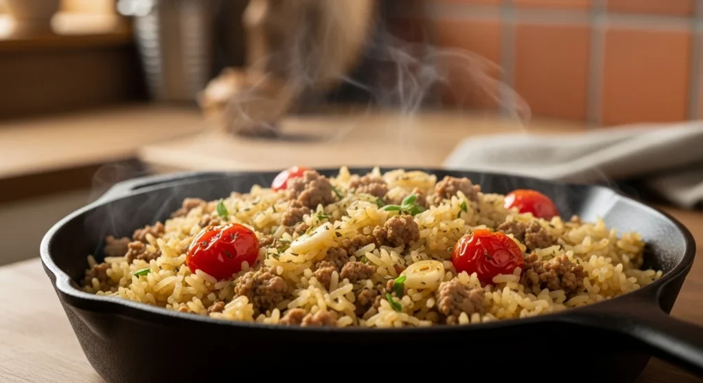 Mediterranean Turkey and Rice Skillet