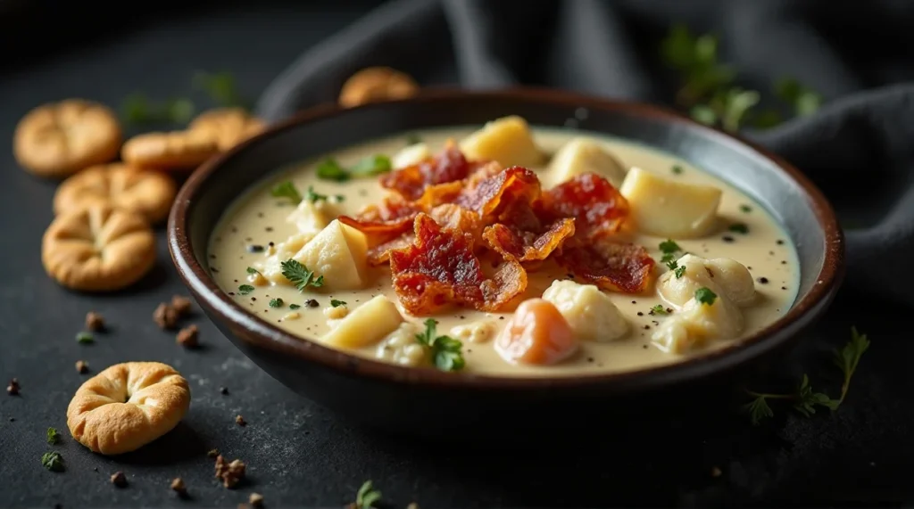 New England Clam Chowder with Crispy Bacon