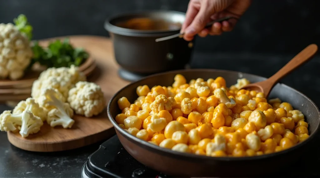 Preparing the Cauliflower making process