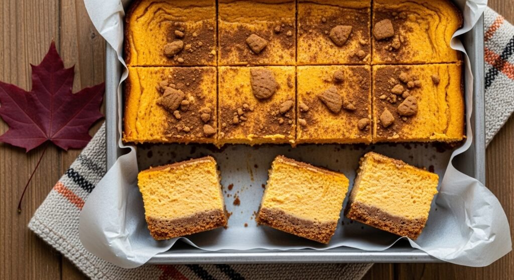 Pumpkin Cheesecake Bars with Gingersnap Crust