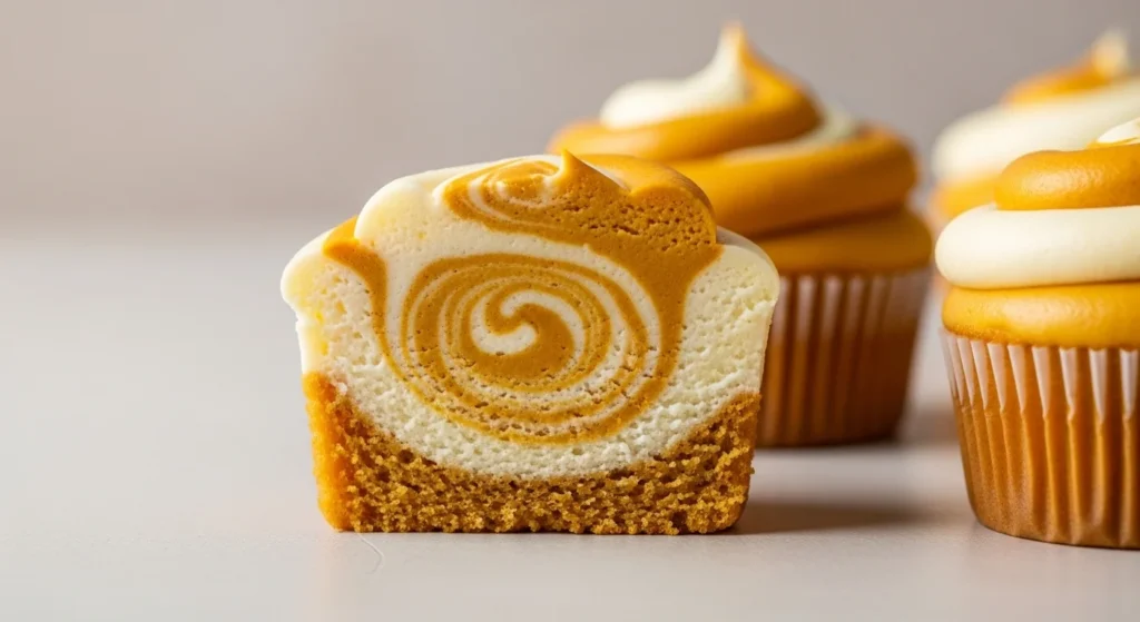 Pumpkin Cheesecake Swirl Cupcakes