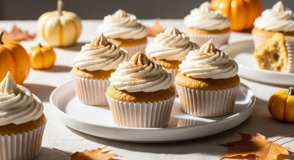 Pumpkin Pie Cupcakes with Whipped Cream Frosting