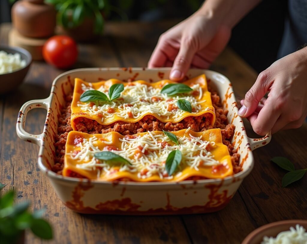 Italian Lasagna al Forno process of cooking