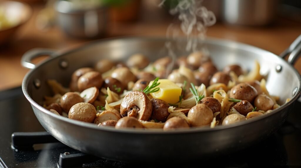 keto cream of mushroom soup making process