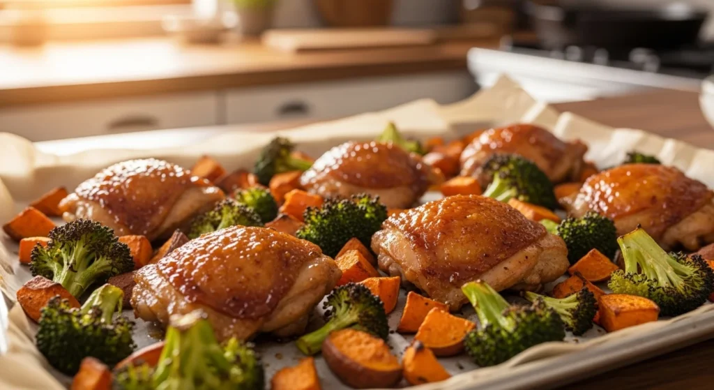 Everything’s Roasted Sweet Potato & Chicken Traybake