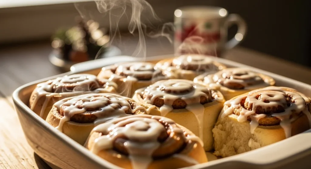 Maple Cinnamon Rolls with Vanilla Bean Glaze