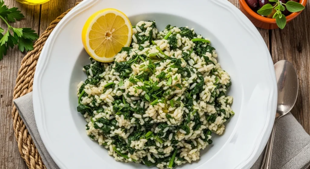Spanakorizo (Spinach Rice)