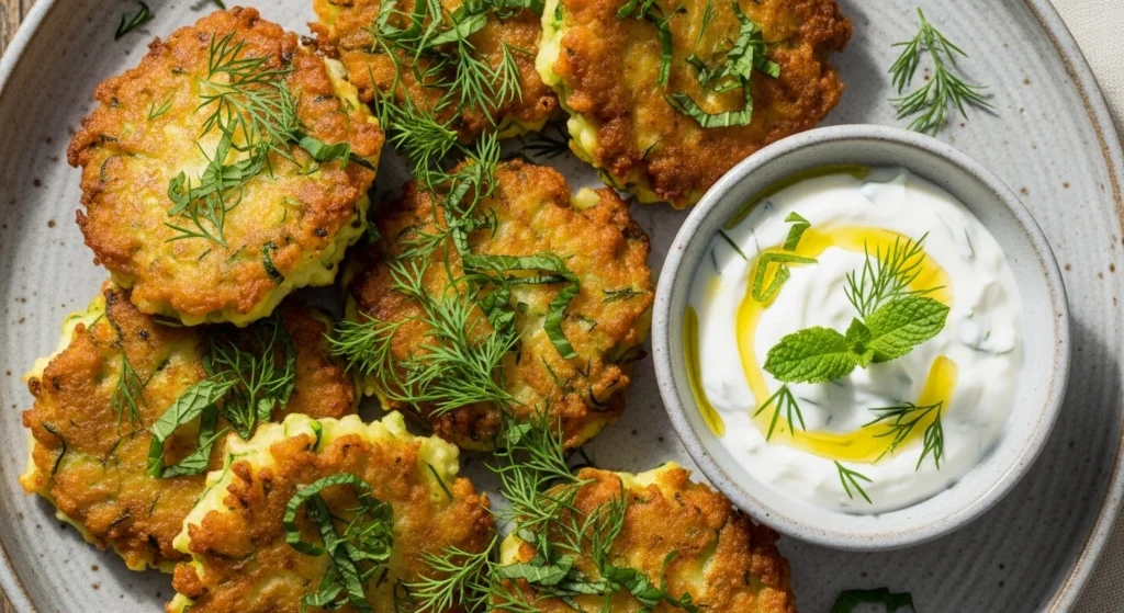 Kolokithokeftedes (Zucchini Fritters)