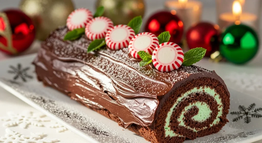 Chocolate Peppermint Yule Log