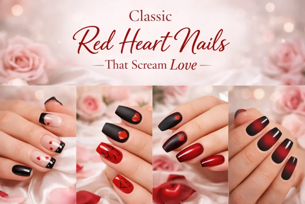 Classic Red Heart Nails