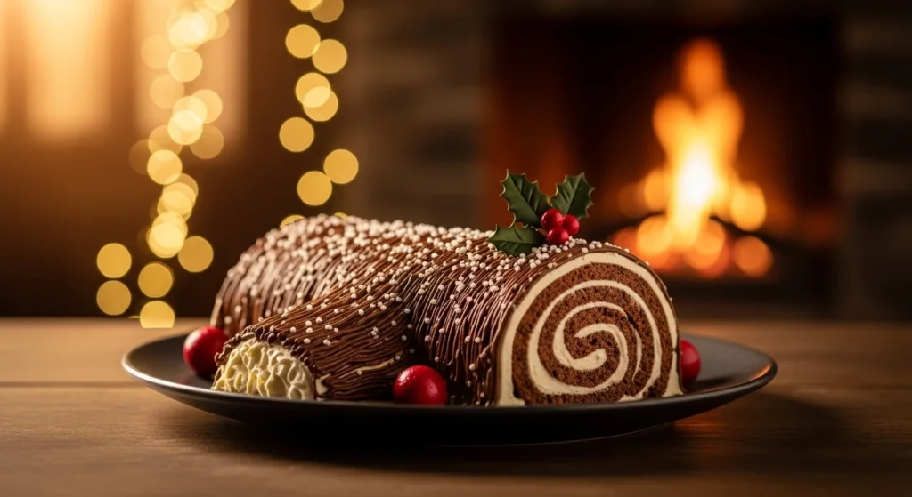 Chocolate Yule Log Cake