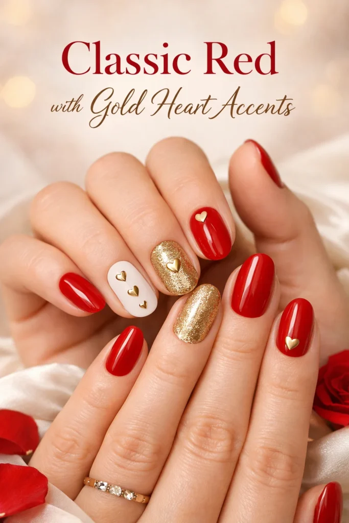Classic Red with Gold Heart Accents