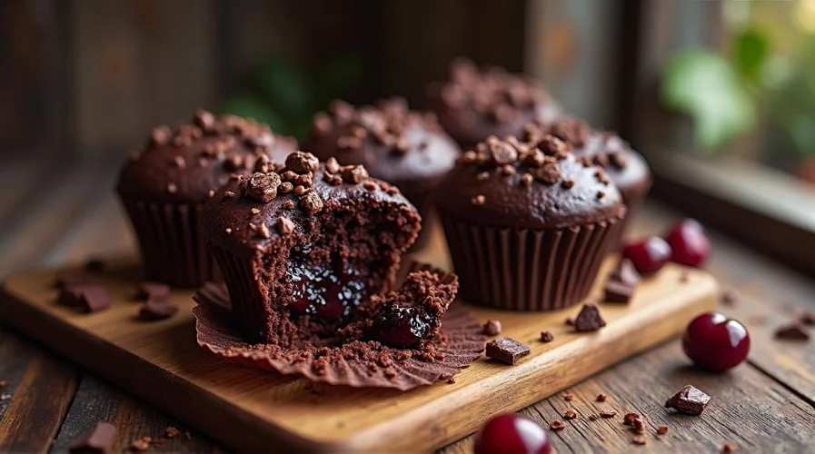Dark Chocolate Cherry Muffins Recipe