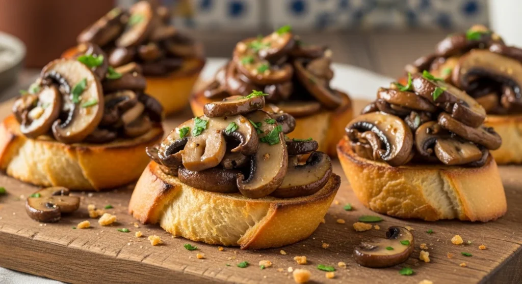 Garlic Butter Mushroom Crostini
