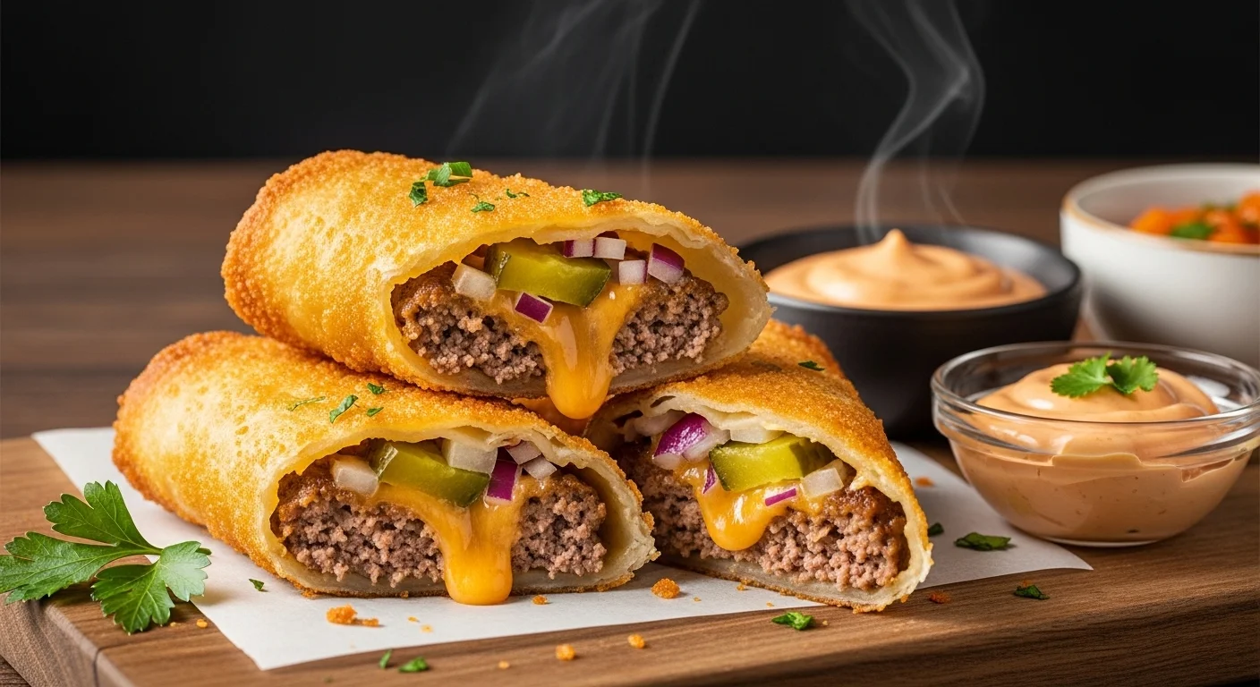 Loaded Cheeseburger Egg Rolls Recipe