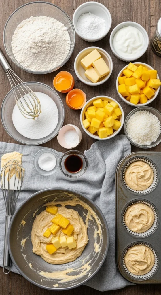Mango Pineapple Muffins cooking