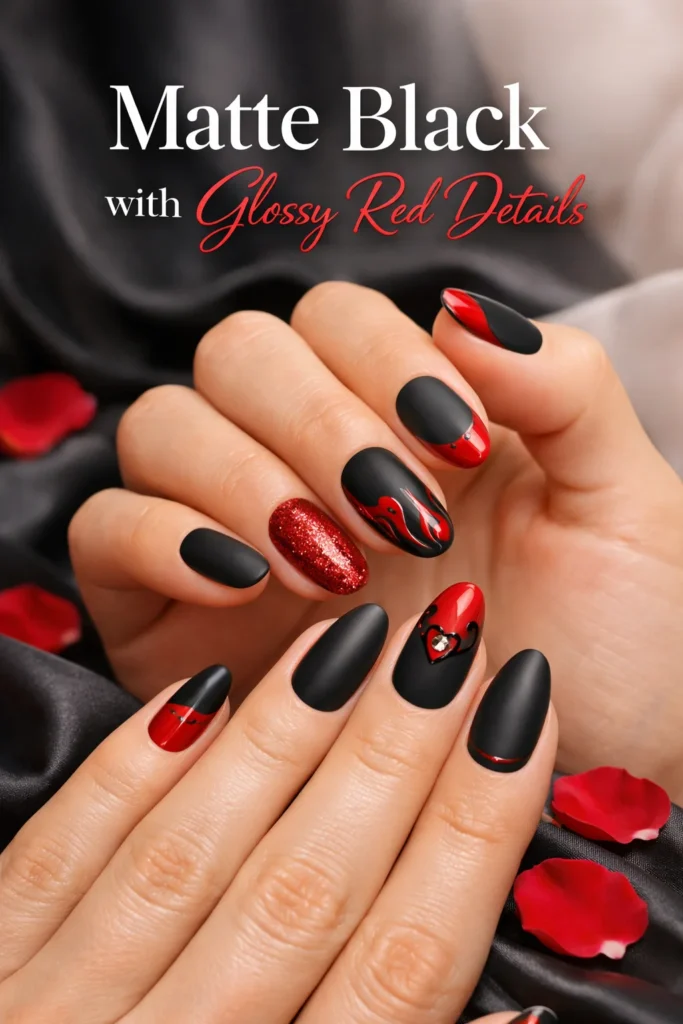 Matte Black with Glossy Red Details