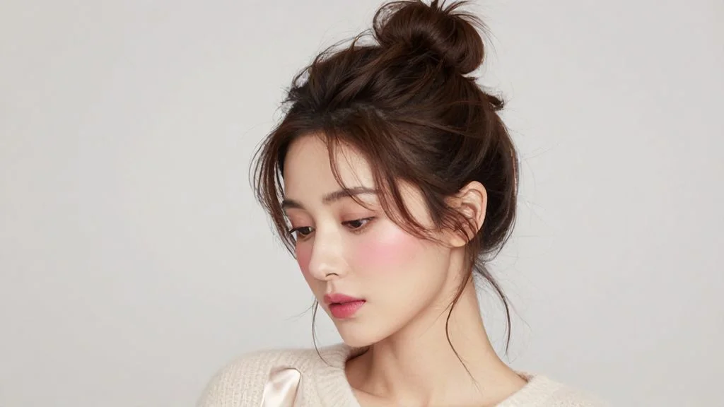 Messy Bun with Face-Framing Strands