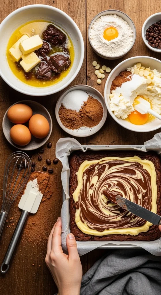 Mocha Cheesecake Brownies cooking