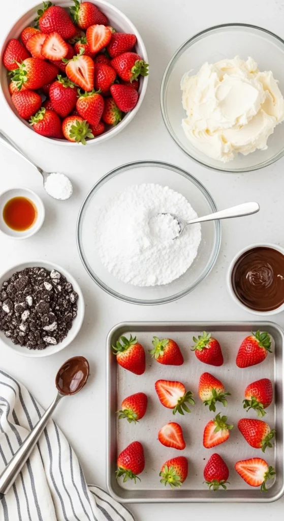 Oreo Cheesecake Stuffed Strawberries cooking