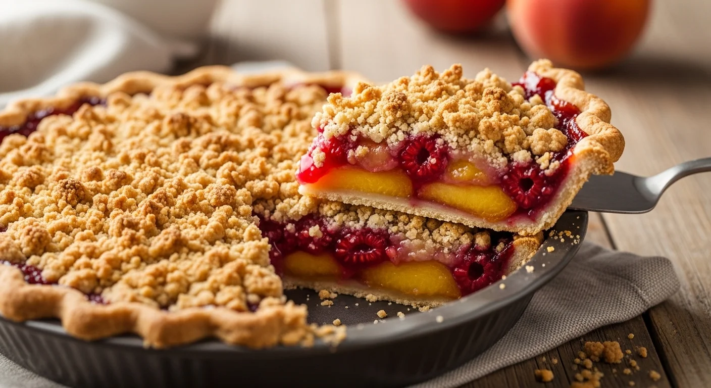 Peach Raspberry Crumble Pie