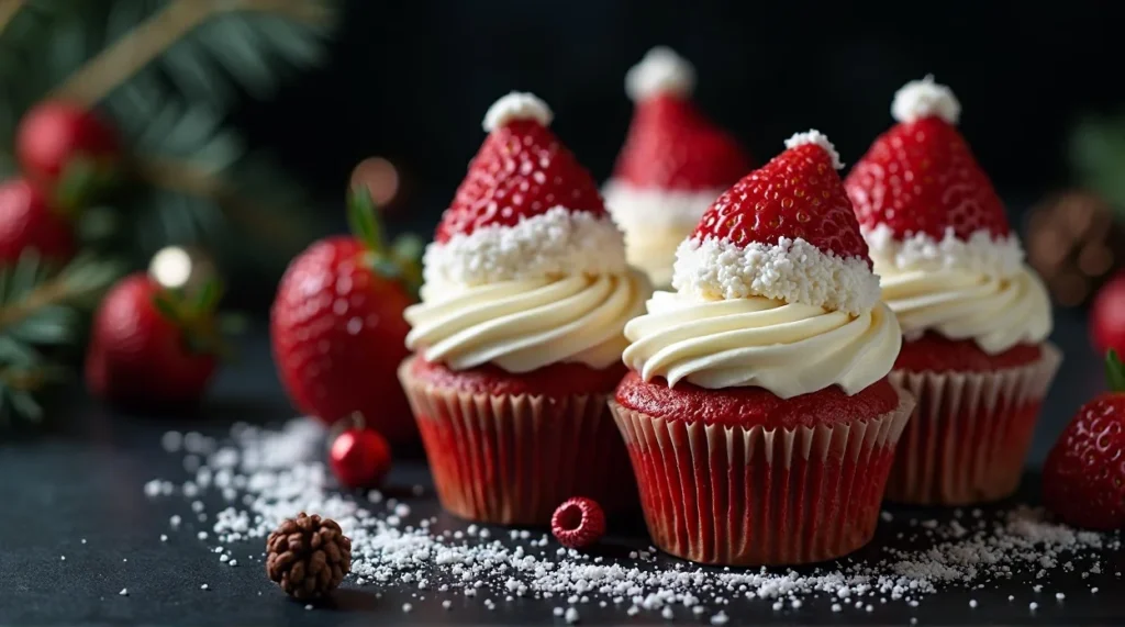 Santa Hat Cupcakes