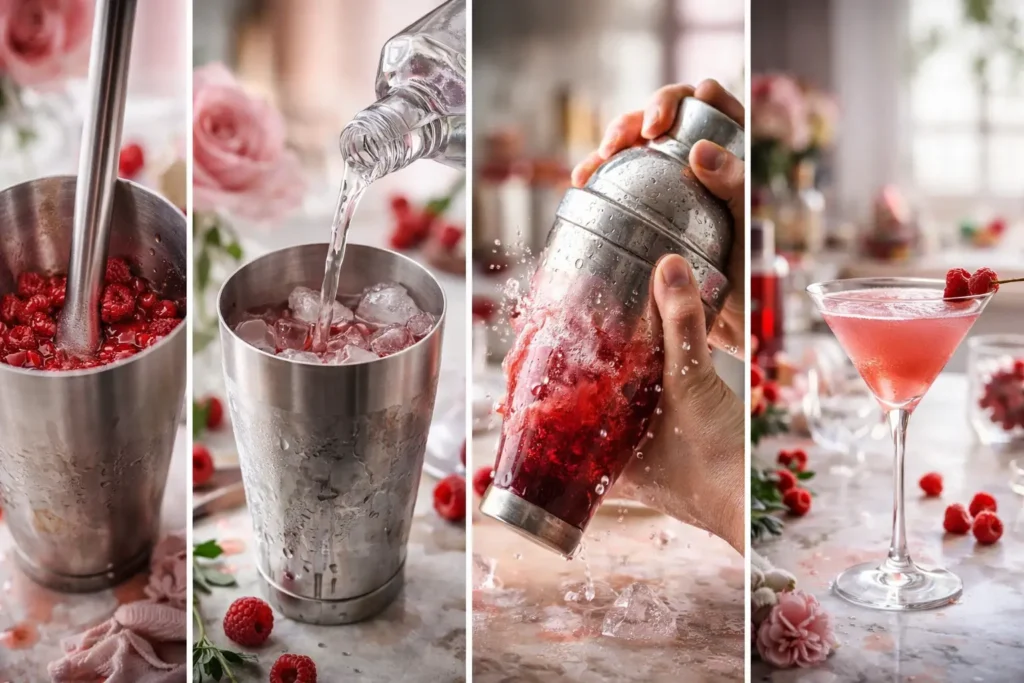 Smooth Raspberry Valentine’s Day Martini making proces