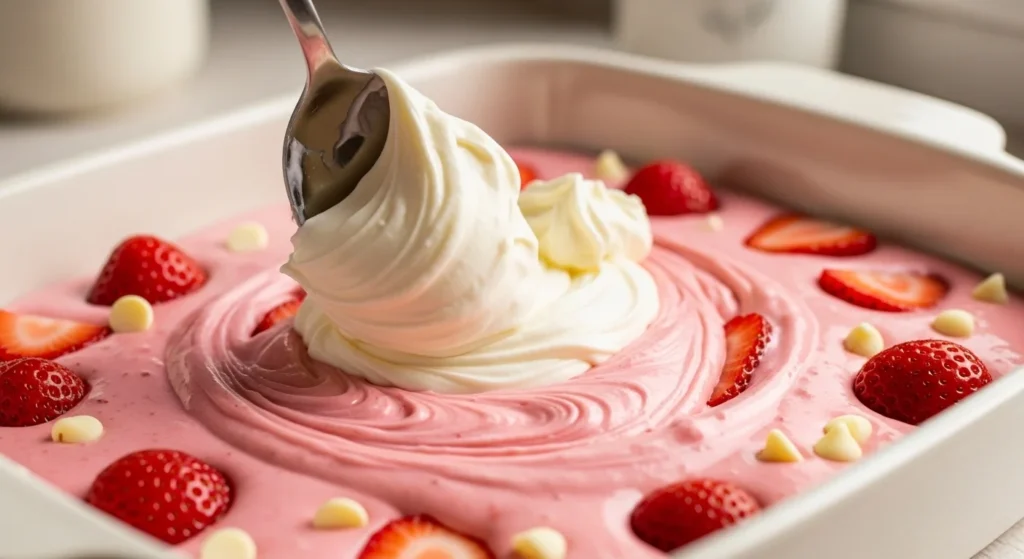 Strawberry Earthquake Cake cooking