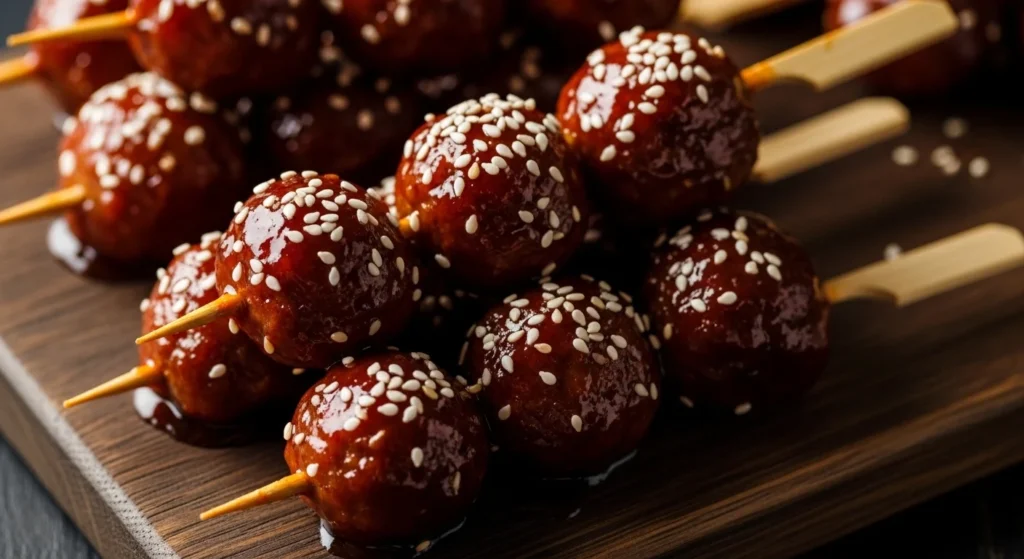 Sweet & Spicy Meatball Skewers