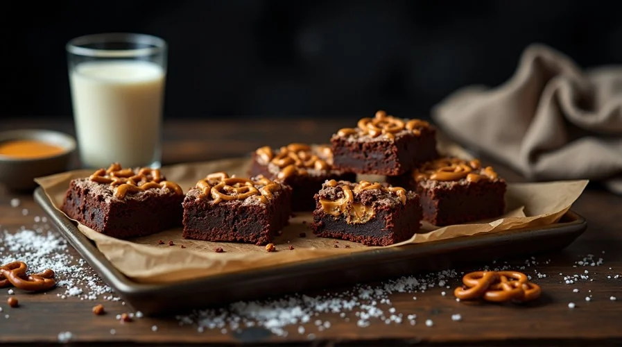 salted pretzel brownie recipe, peanut butter pretzel brownies, salted caramel pretzel dessert, salted caramel brownies, salted caramel peanut brownies,