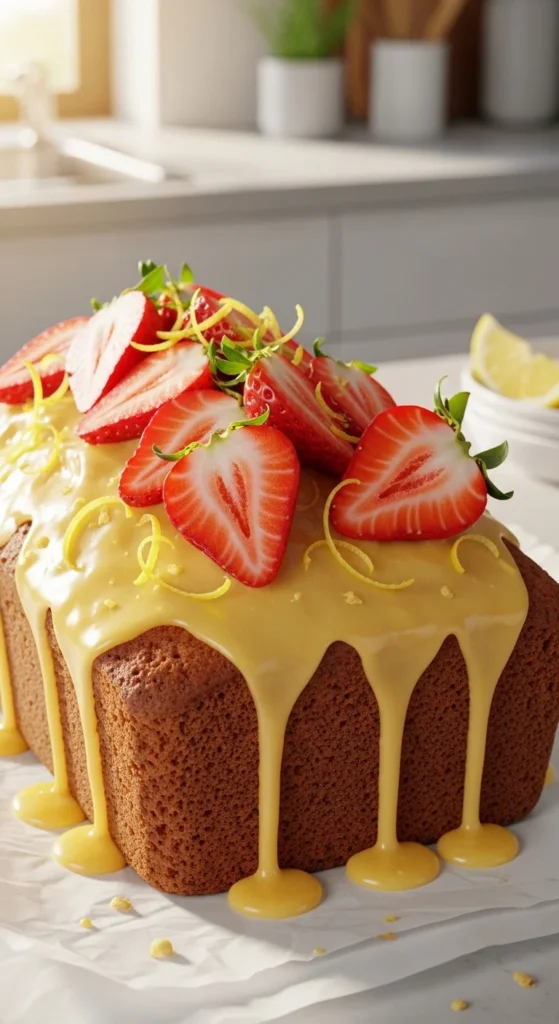 Strawberry Lemon Drizzle Cake
