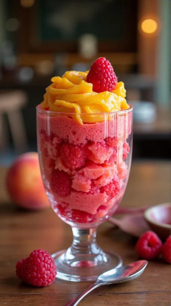 5-Minute Peach & Raspberry Sorbet