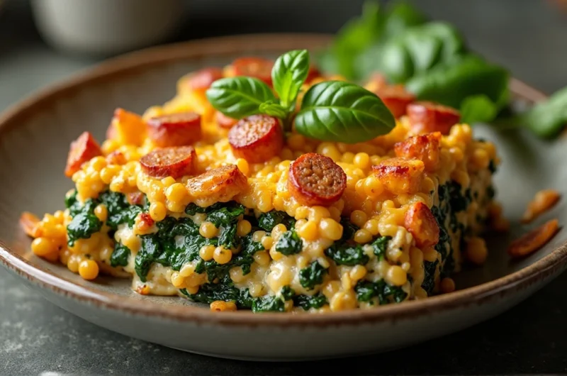 Keto Sausage Spinach Casserole