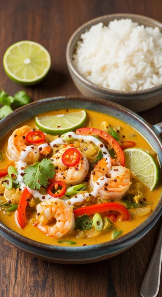Coconut Lime Slow Cooker Shrimp Curry