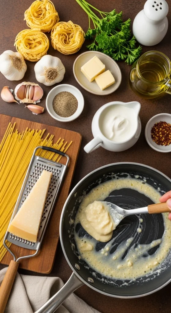 Garlic Parmesan Pasta Recipe cooking