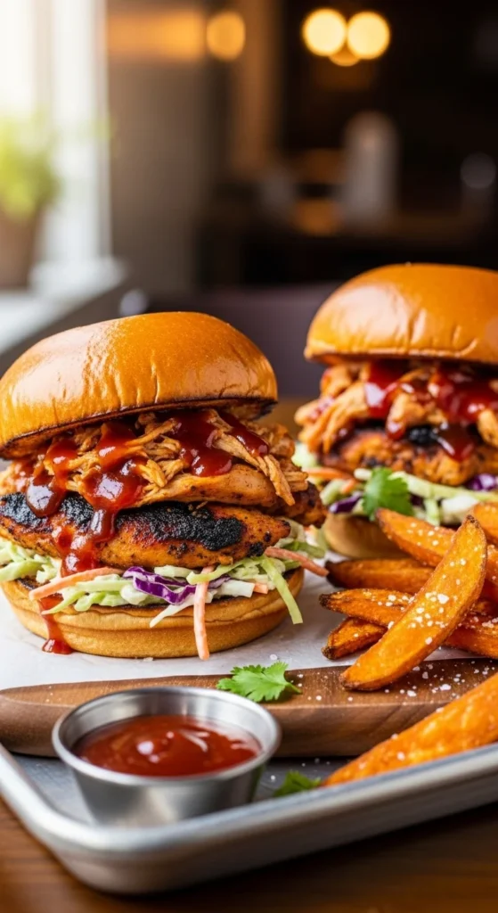 Honey BBQ Pulled Chicken Sandwiches