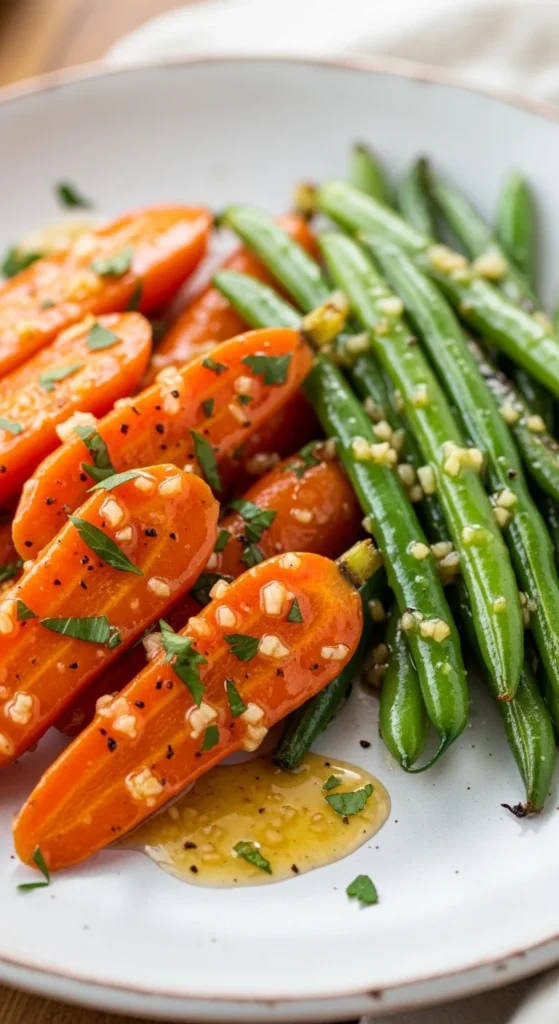 Honey Garlic Glazed Carrots & Green Beans