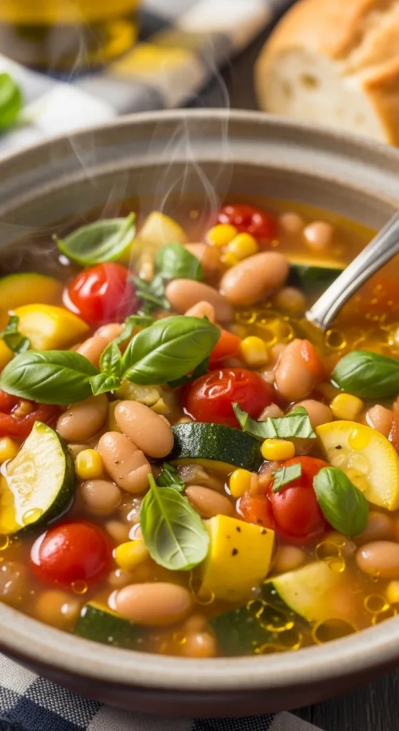 Slow Cooker White Bean & Summer Veg Soup